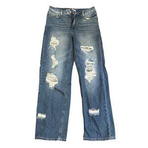 Forever 21 Womens Distressed Jeans Mid Rise Size 26 Blue Casual Denim